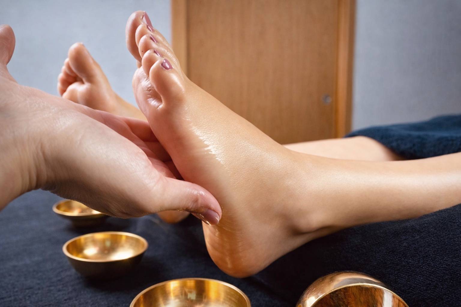 Massage des pieds ayurvédique Padabhyanga avec bol Kansu